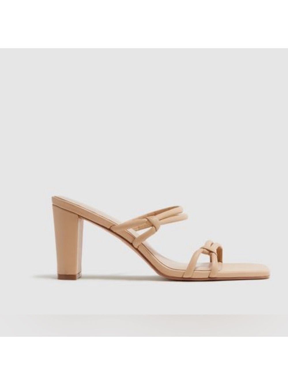 Reiss Emmy Leather Strappy Block Heels in Cream Size 41, 10.5 US - Picture 2 of 8